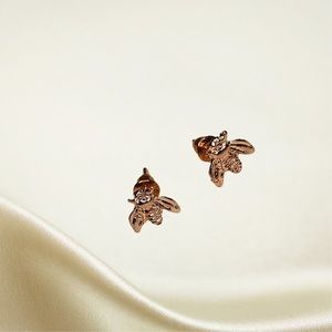 Rose gold plated bee stud earrings.
